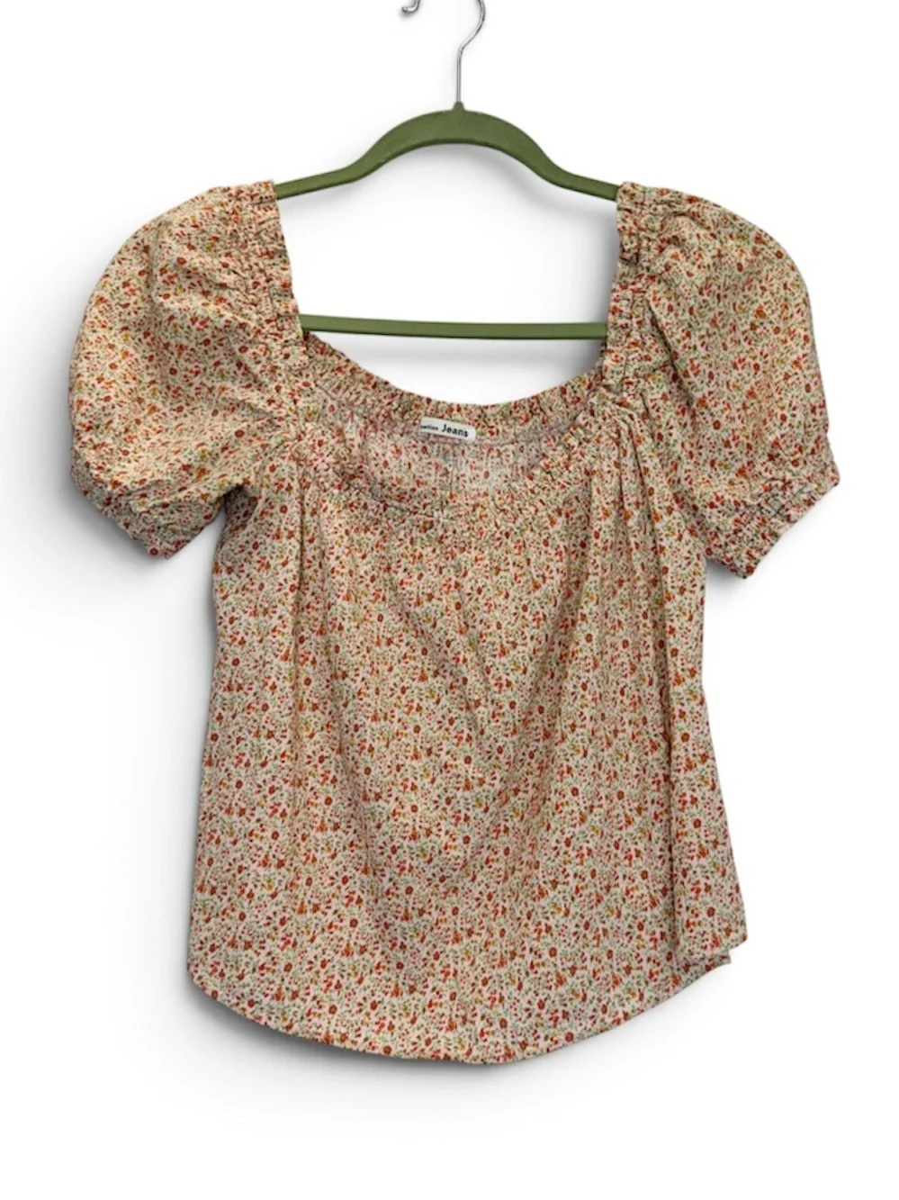 Reformation Floral Puff-Sleeve Peasant Top Size Small